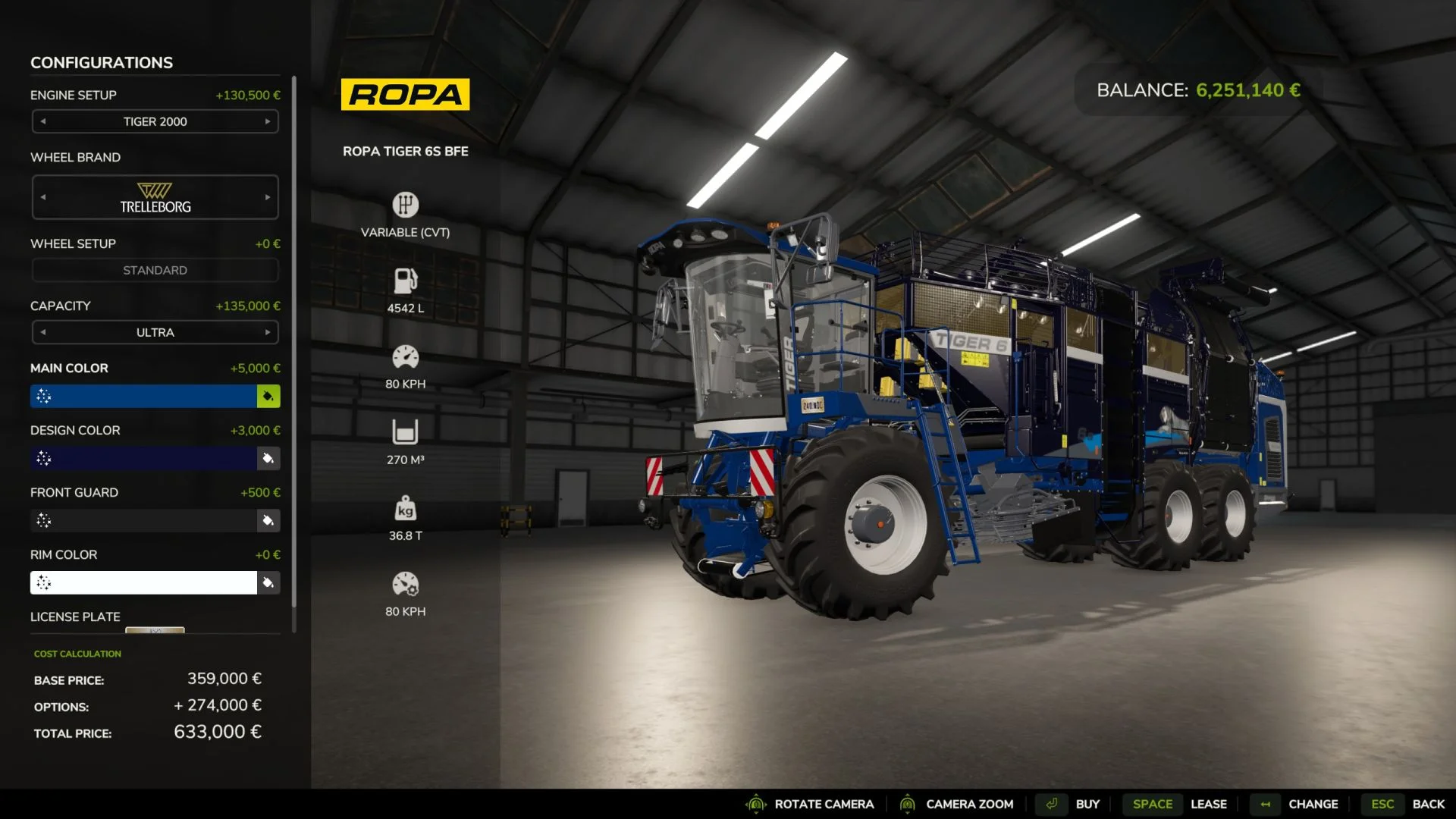 FS25 Ropa Tiger 6S Big Field Edition V1.0.0.1 Harvesters Mod FS25 Mod Free Download