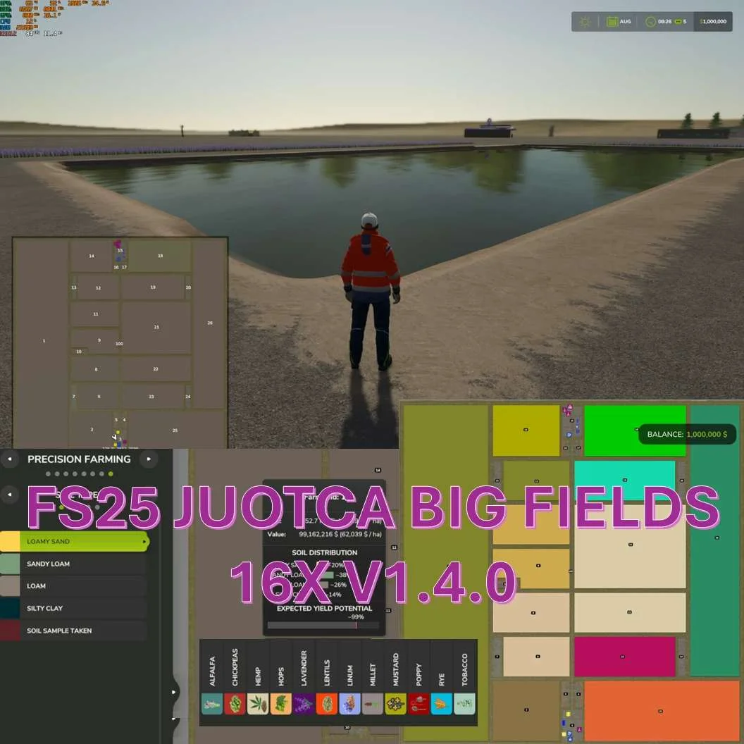 FS25 JUOTCA BIG FIELDS 16X V1.4 Maps Mod FS25 Mod Free Download