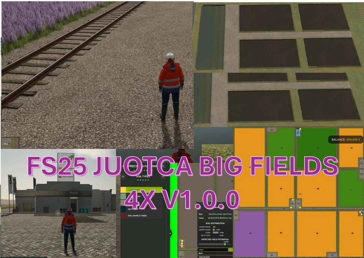 FS25 JUOTCA BIG FIELDS 4X v1.0 Maps Mod FS25 Mod Free Download