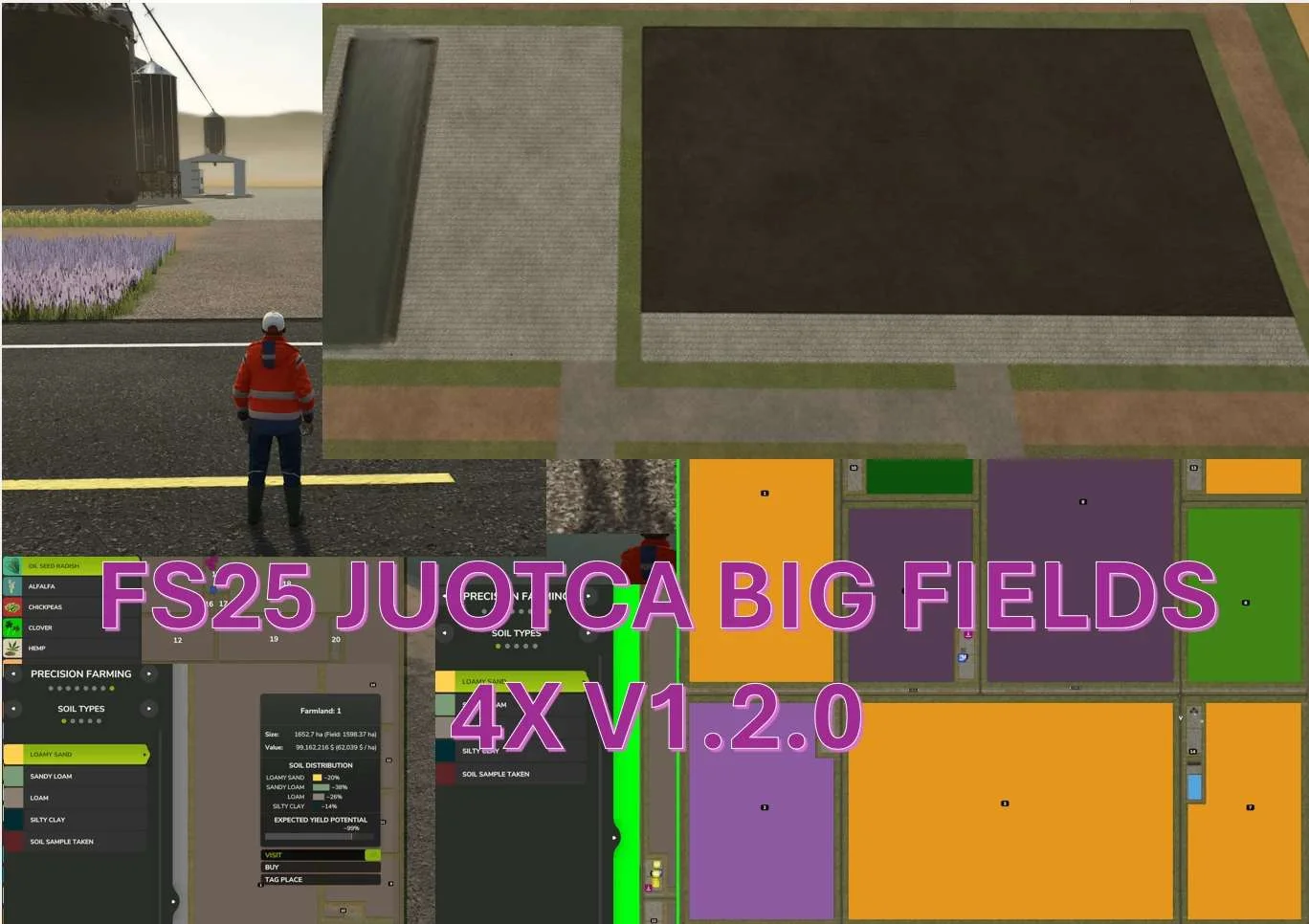 FS25 JUOTCA BIG FIELDS 4X V1.2 Maps Mod FS25 Mod Free Download