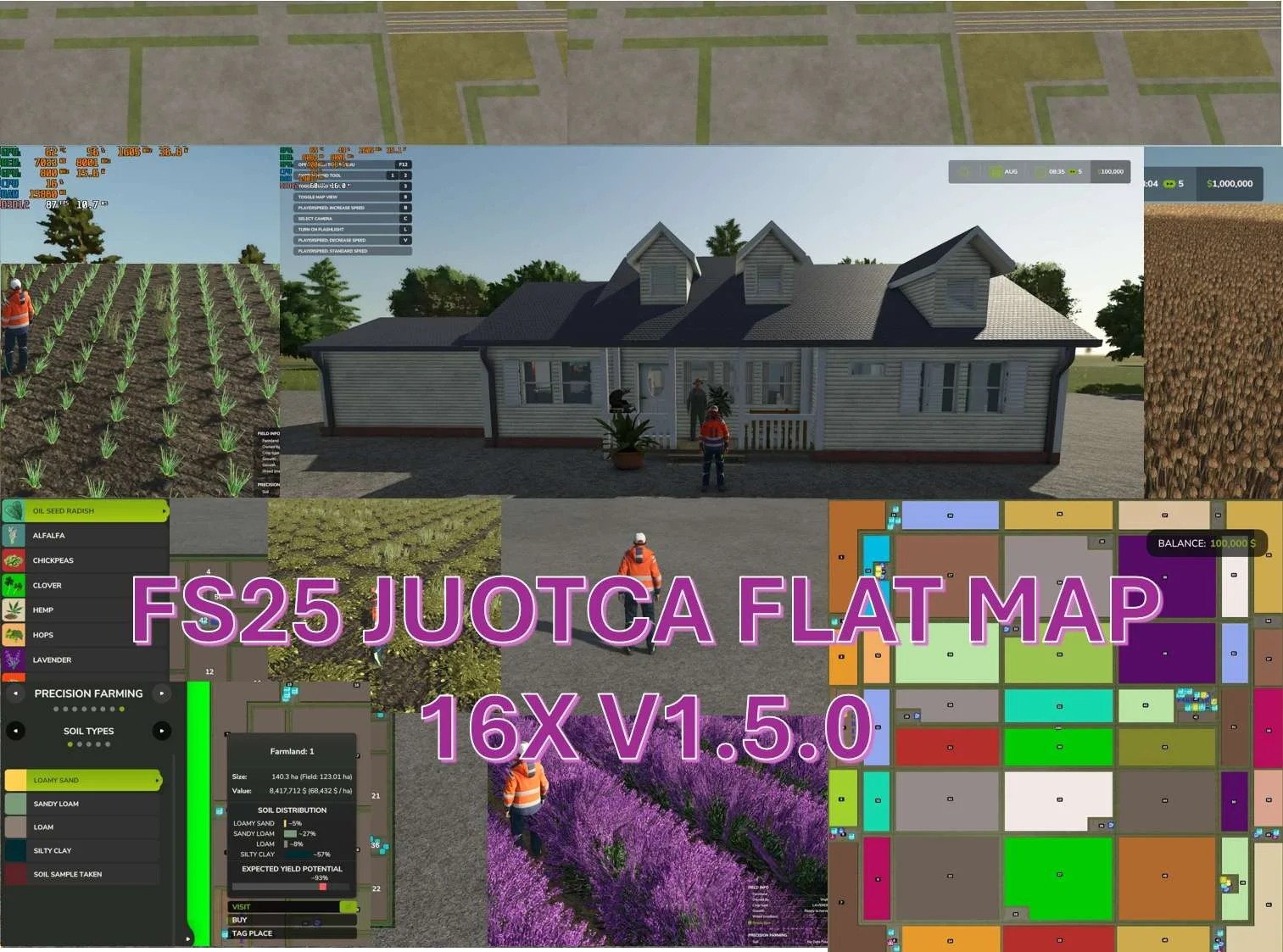 FS25 JUOTCA FLAT MAP 16 V1.5 Maps Mod FS25 Mod Free Download