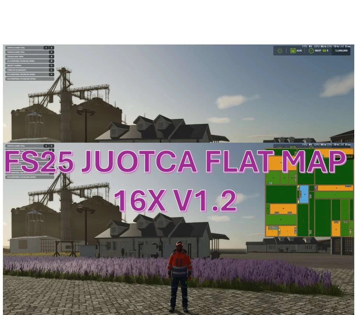 FS25 Juotca Flat Map 16X v1.2 Maps Mod FS25 Mod Free Download
