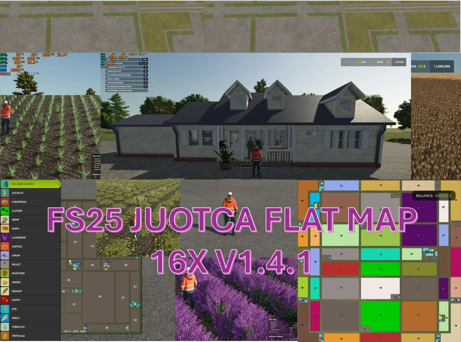 FS25 JUOTCA FLAT MAP 16X V1.4.1 Maps Mod FS25 Mod Free Download