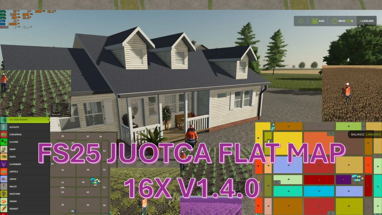 FS25 Juotca Flat Map 16X V1.4 Maps Mod FS25 Mod Free Download