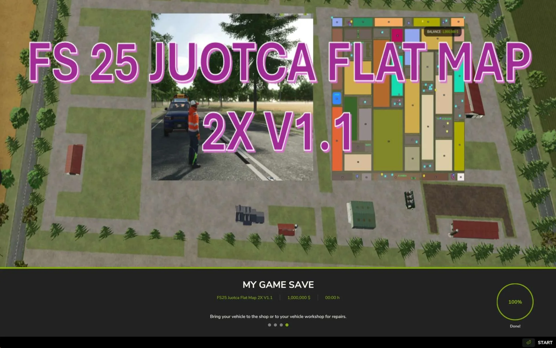 FS25 Juotca Flat Map 2X V1.1 Maps Mod FS25 Mod Free Download
