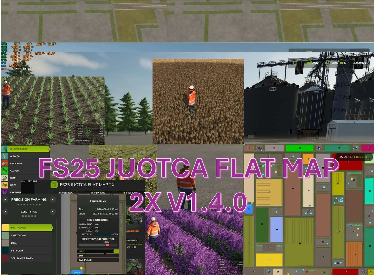 FS25 JUOTCA FLAT MAP 2X V1.4 Maps Mod FS25 Mod Free Download