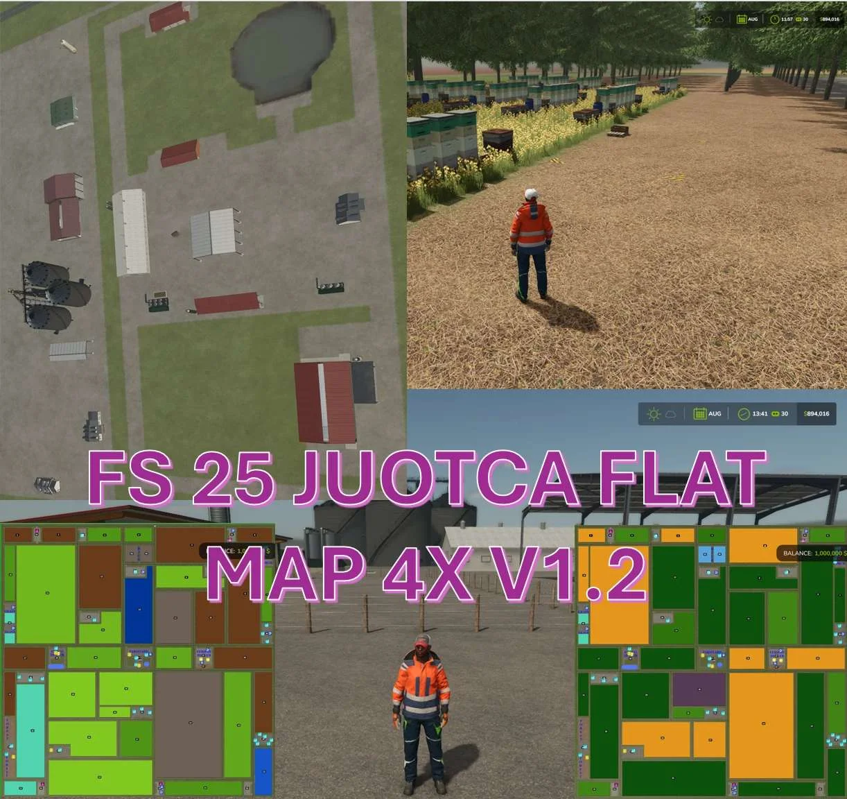 FS25 JUOTCA FLAT MAP 4X V1.2.1 Maps Mod FS25 Mod Free Download