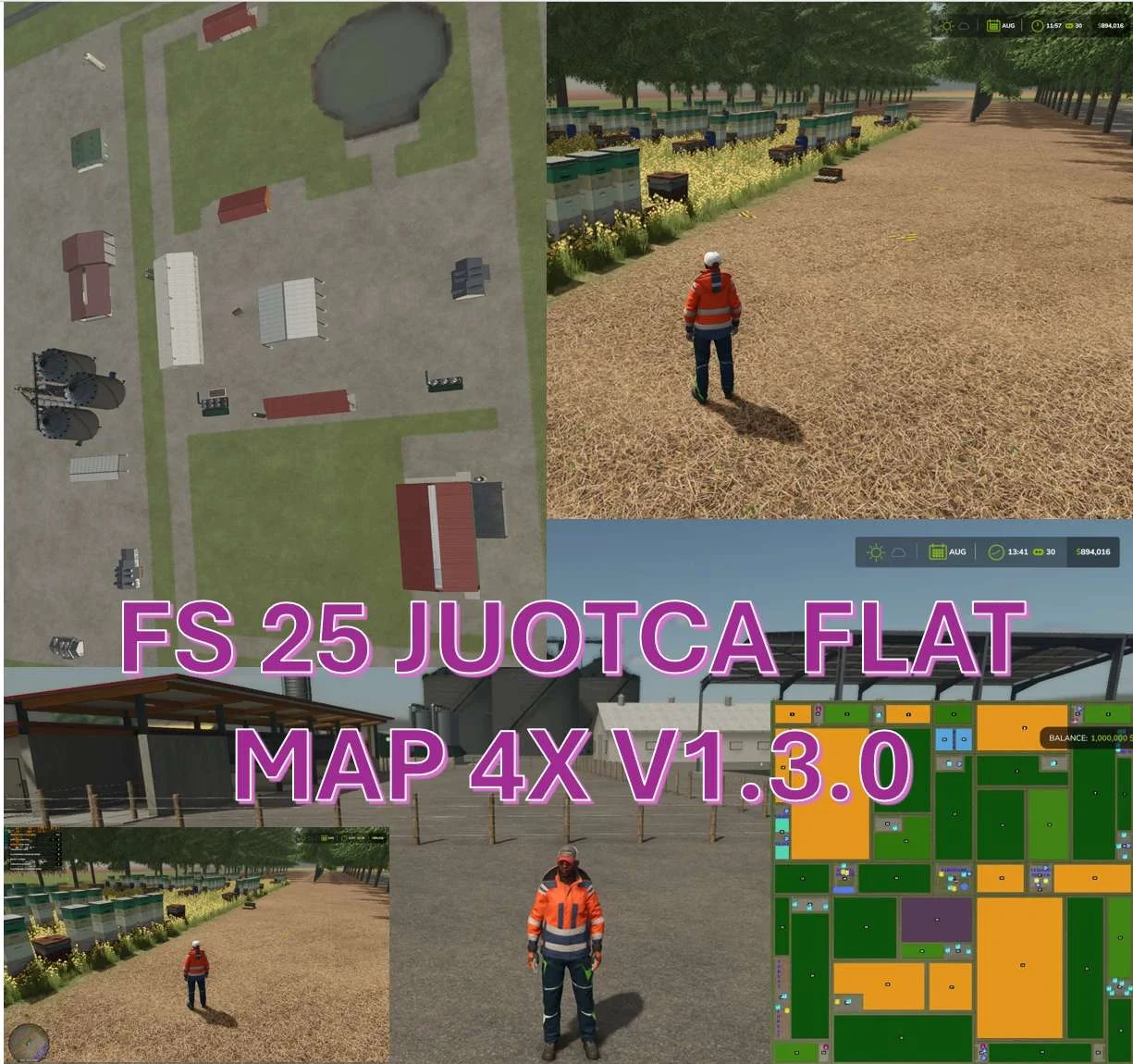 FS25 JUOTCA FLAT MAP 4X V1.3 Maps Mod FS25 Mod Free Download