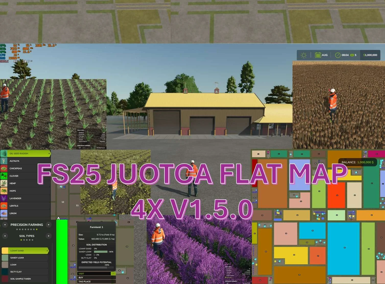 FS25 JUOTCA FLAT MAP 4X V1.5 Maps Mod FS25 Mod Free Download