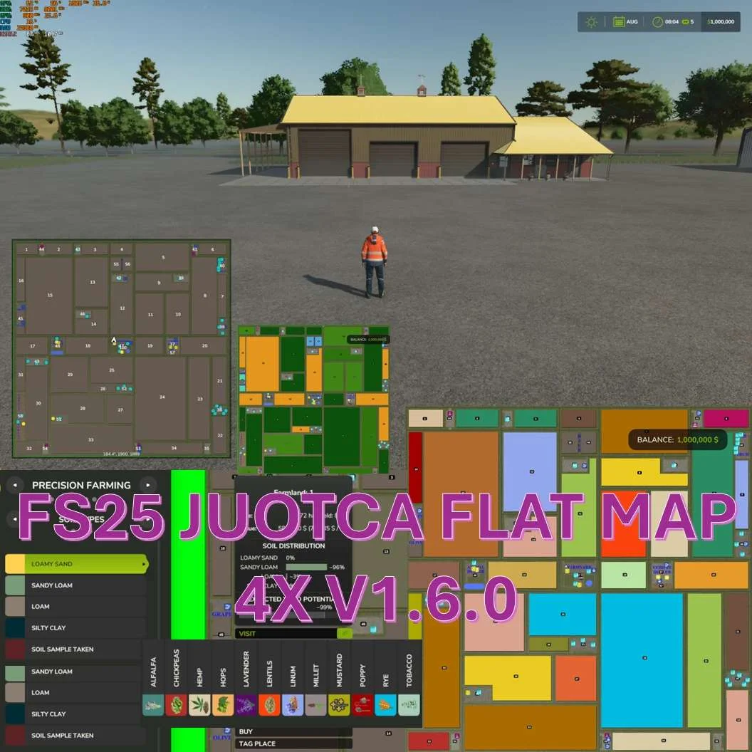 FS25 JUOTCA FLAT MAP 4X V1.6 Maps Mod FS25 Mod Free Download
