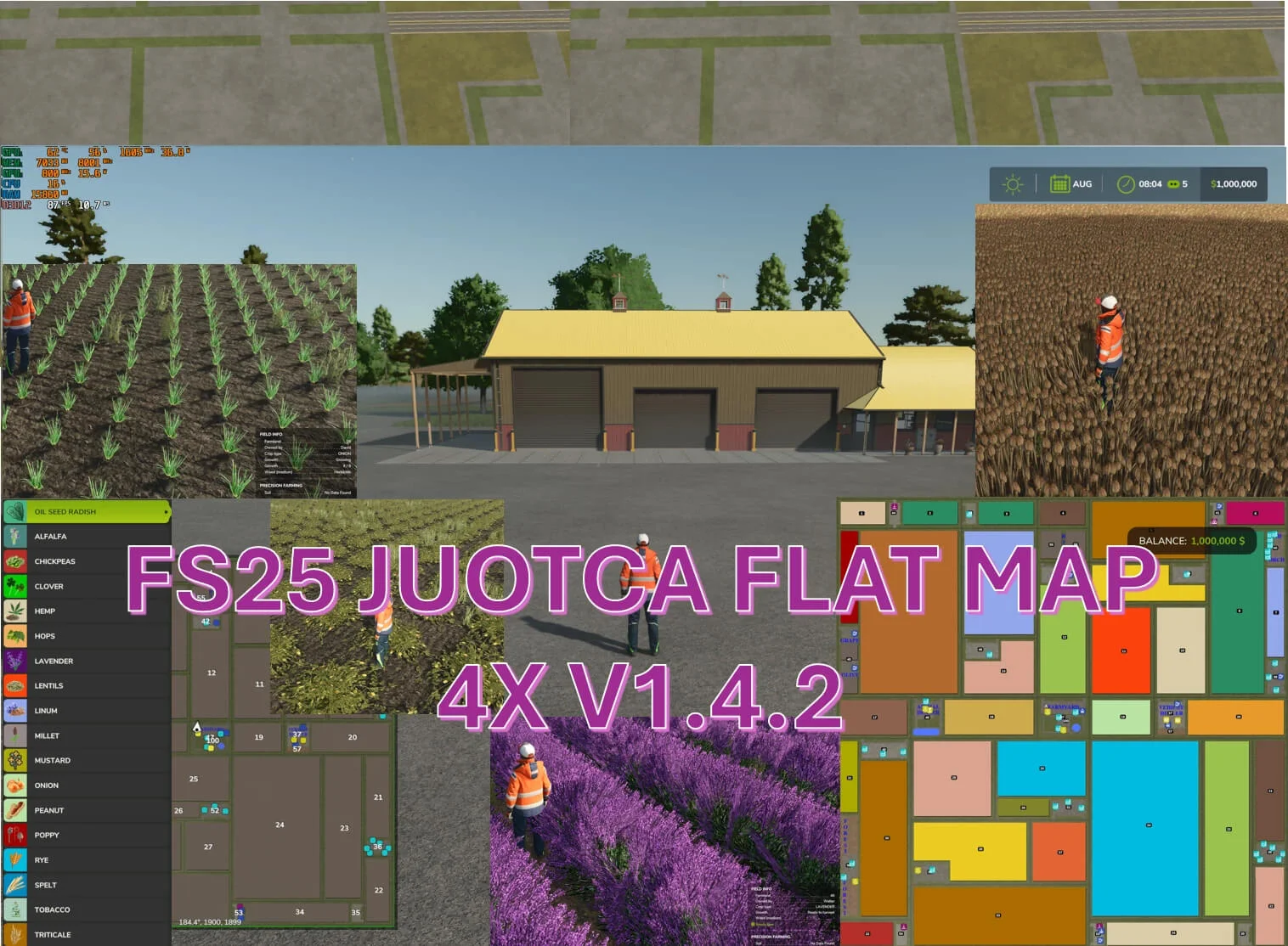 FS25 JUOTCA FLAT MAP X4 v1.4.2 Maps Mod FS25 Mod Free Download