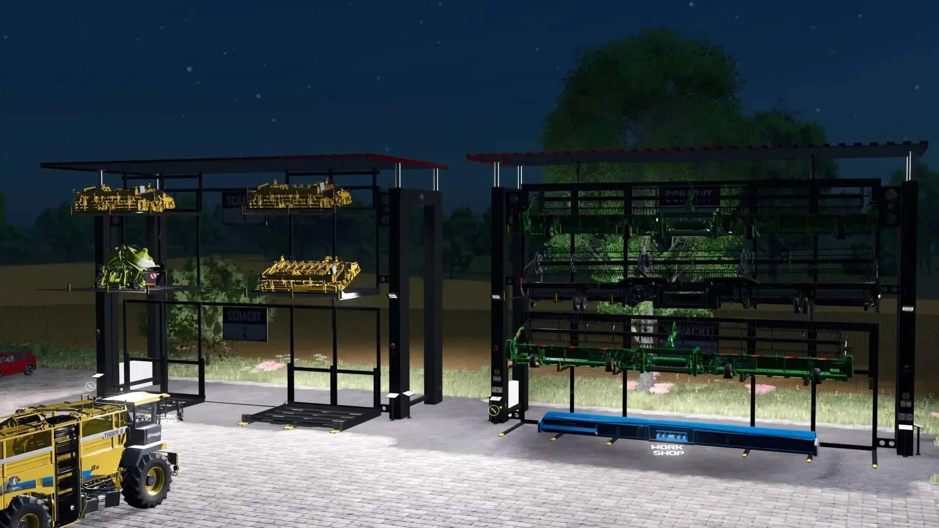 FS25 2 cutting units storage for all types of cutting units v1.0.0.2 Other Mod FS25 Mod Free Download