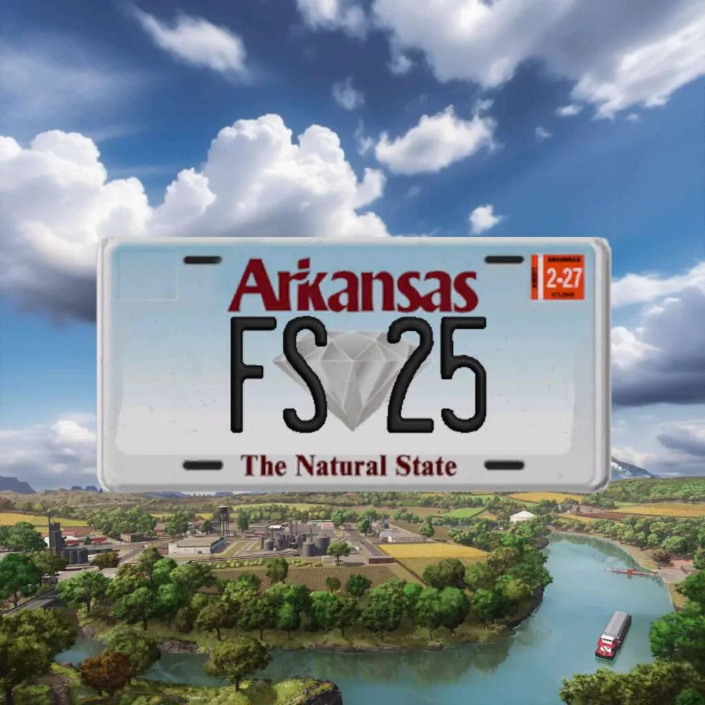 FS25 Arkansas License Plate v1.0 Other Mod FS25 Mod Free Download
