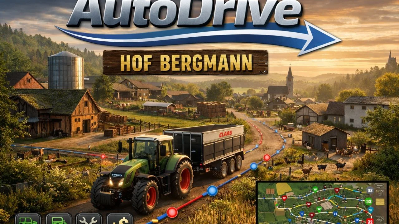 FS25 AutoDrive Hof Bergmann 1.4.0.0 RUS V1.0 Other Mod