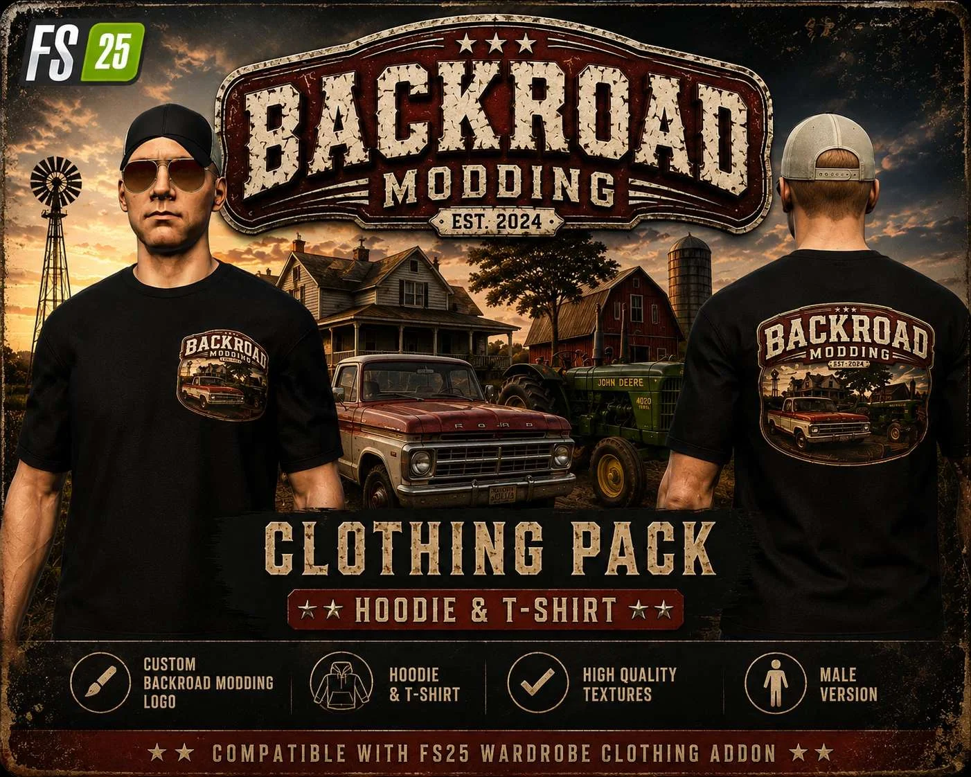 FS25 Backroad Modding clothing pack male v1.0 Other Mod