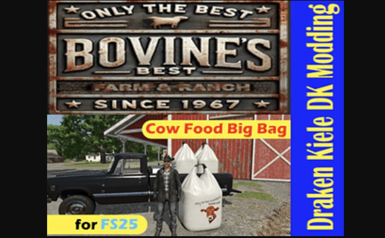 FS25 Bovine’s Best Big Bag Cow Food v1.0 Other Mod FS25 Mod Free Download