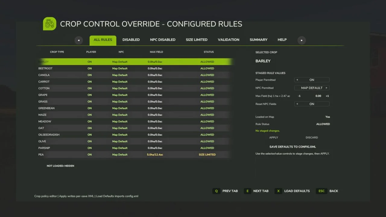 FS25 Crop Control Override V2.0.3.5 Other Mod