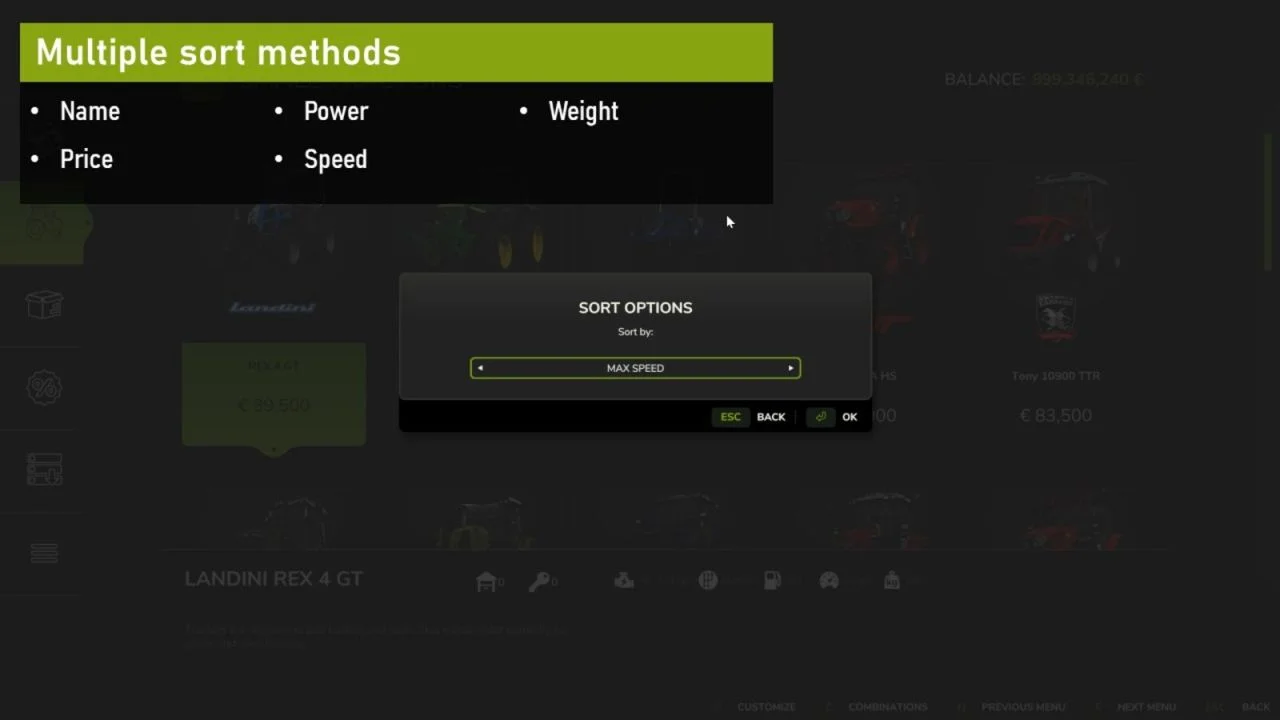FS25 Enhanced Shop Sorting V1.0 Other Mod FS25 Mod Free Download