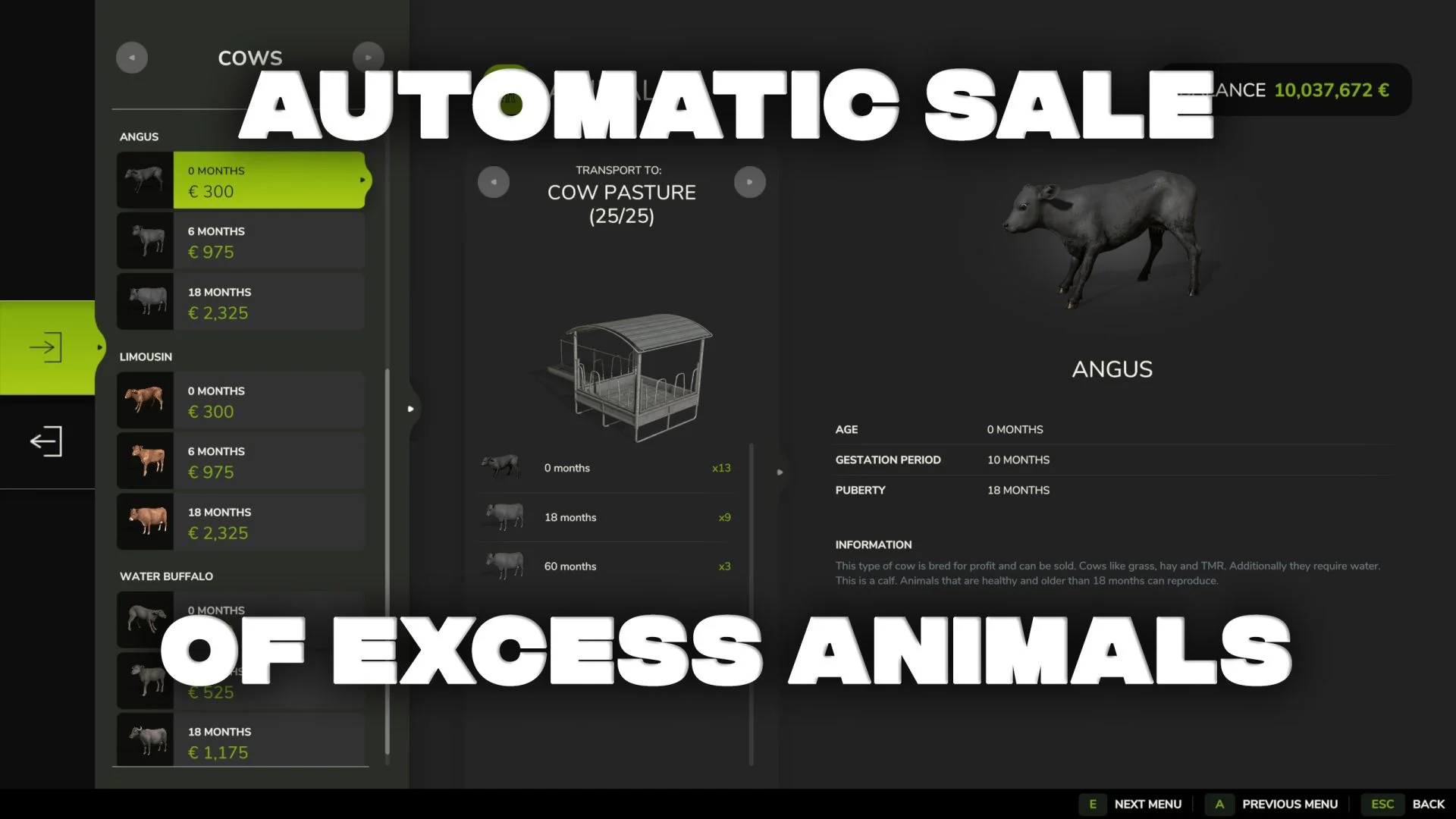 FS25 Excess Animal Sold v1.0 Other Mod FS25 Mod Free Download
