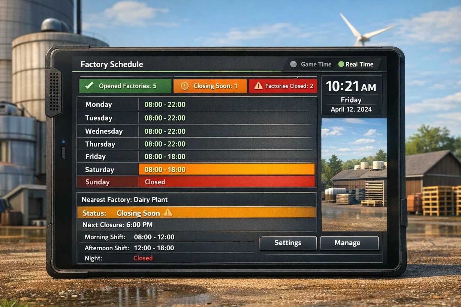 FS25 Factory Week Schedule v2.0 Other Mod
