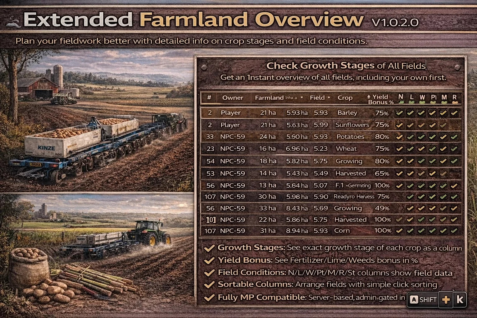 FS25 Farmland Overview Extended v1.0.2 Other Mod