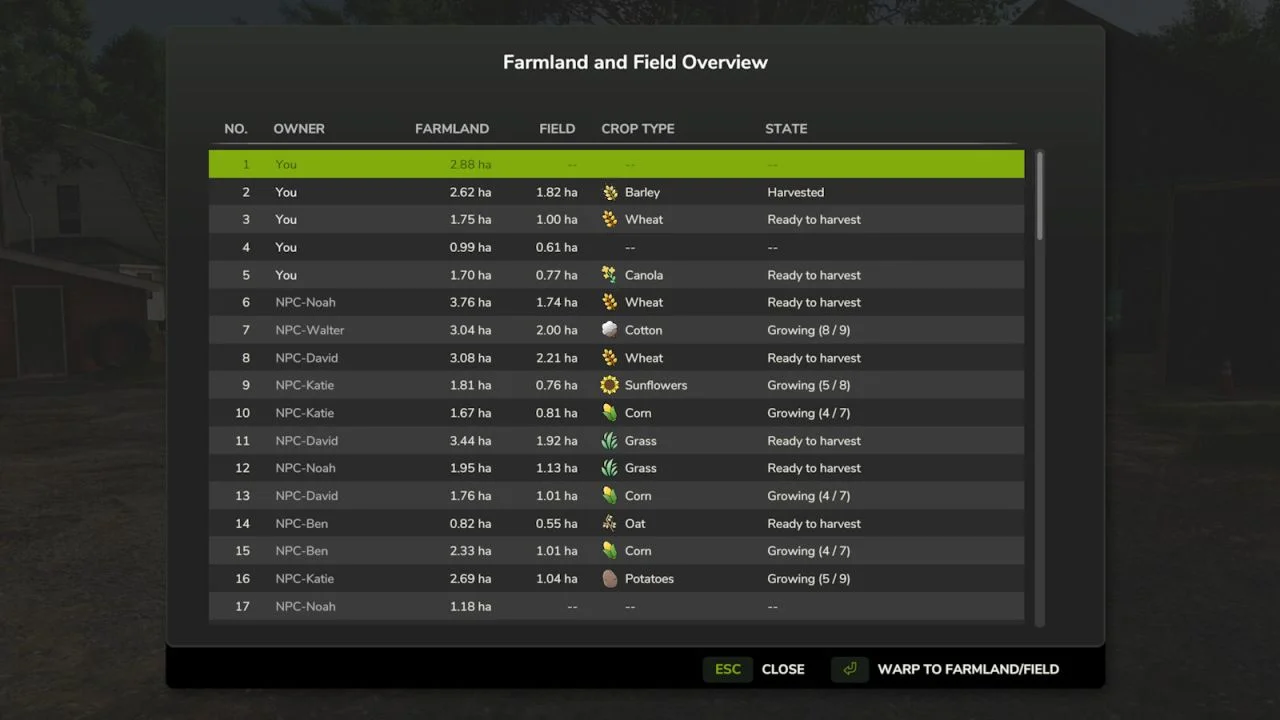 FS25 Farmland Overview V1.0.1 Other Mod FS25 Mod Free Download