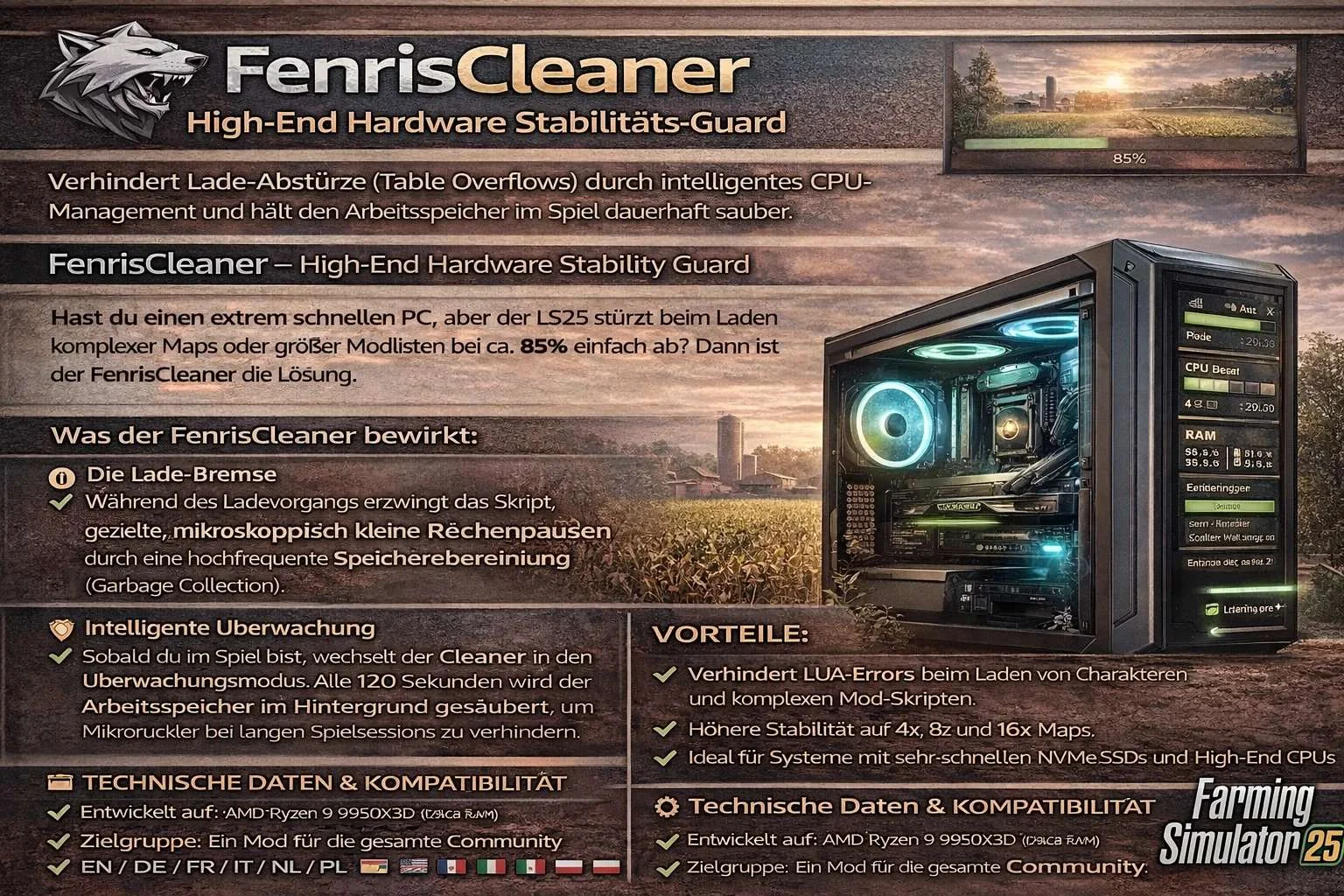 FS25 FenrisCleaner V1.0 Other Mod