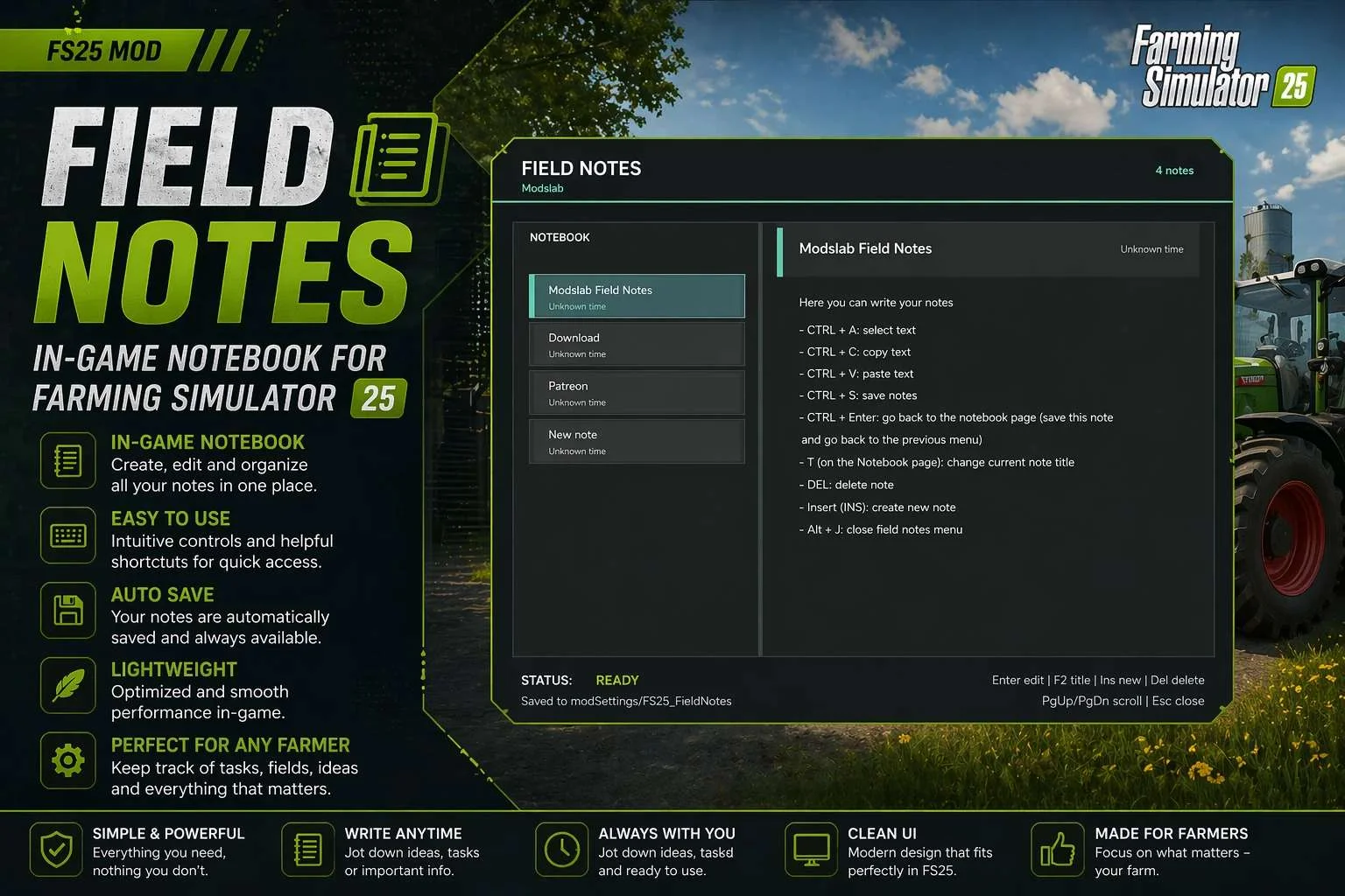 FS25 Field Notes v1.3 Other Mod