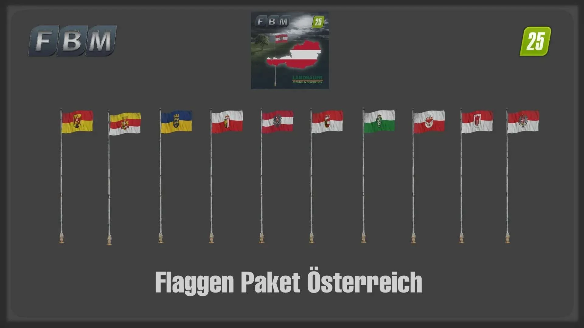 FS25 Flags Package AT v1.0 Other Mod FS25 Mod Free Download