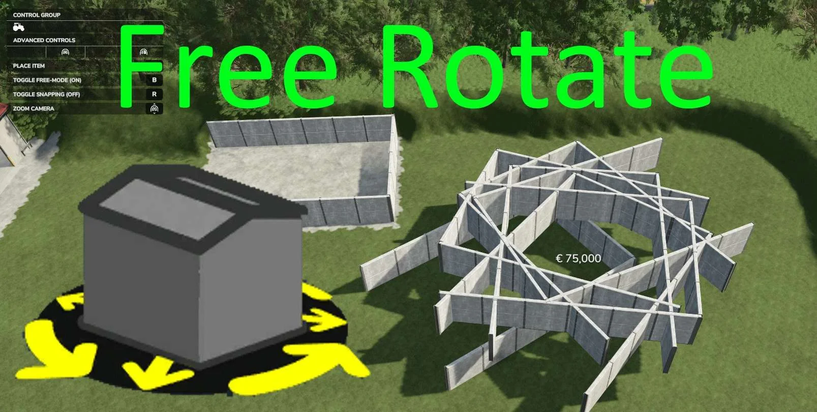 FS25 Freely Rotate Placeables v1.0 Other Mod FS25 Mod Free Download