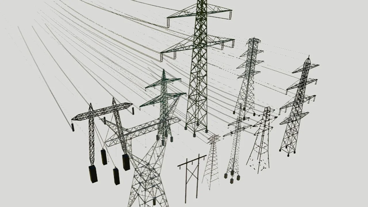 FS25 High Tension Poles Pack (Prefab) V1.0 Other Mod FS25 Mod Free Download