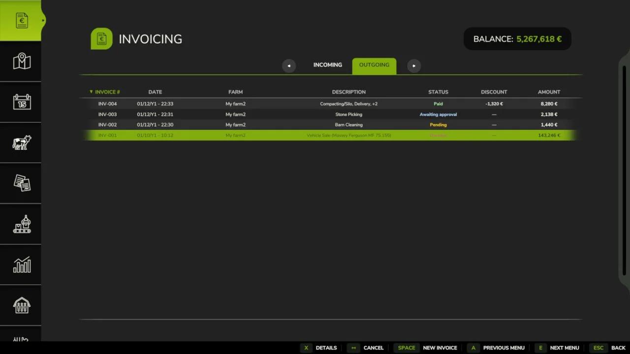FS25 Invoices V1.2 Other Mod