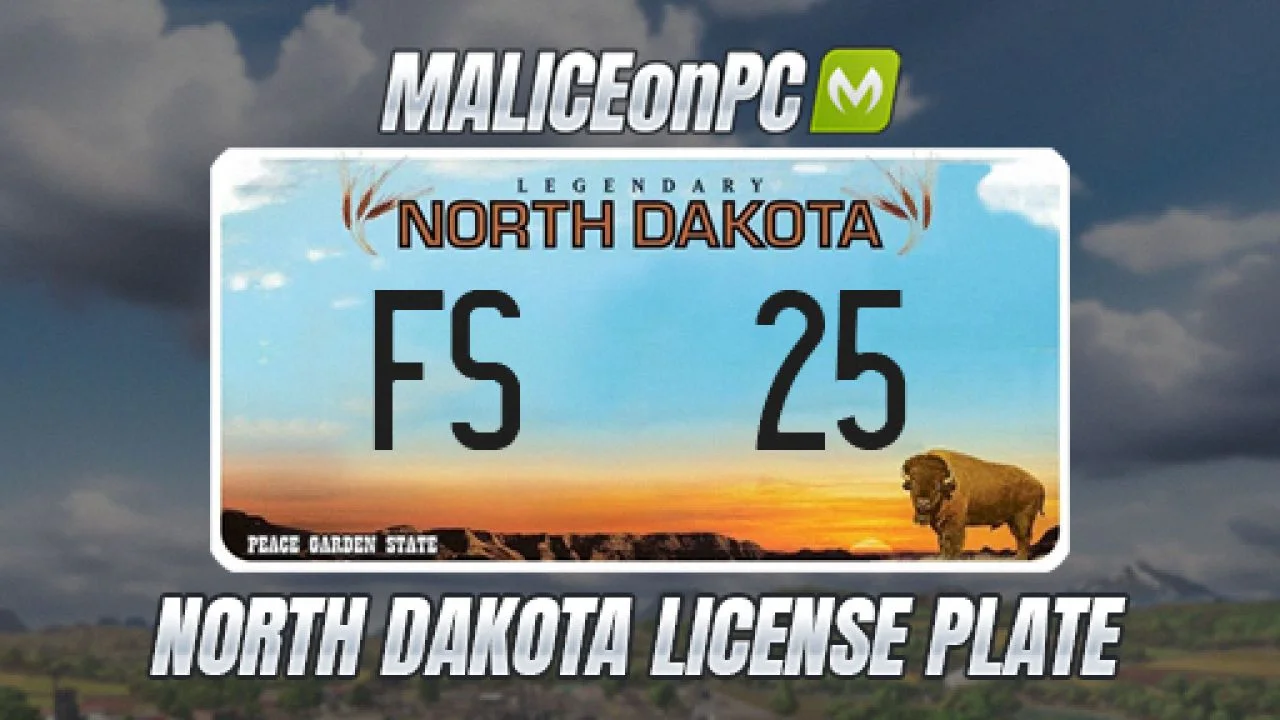 FS25 North Dakota License Plate V1.0 Other Mod FS25 Mod Free Download