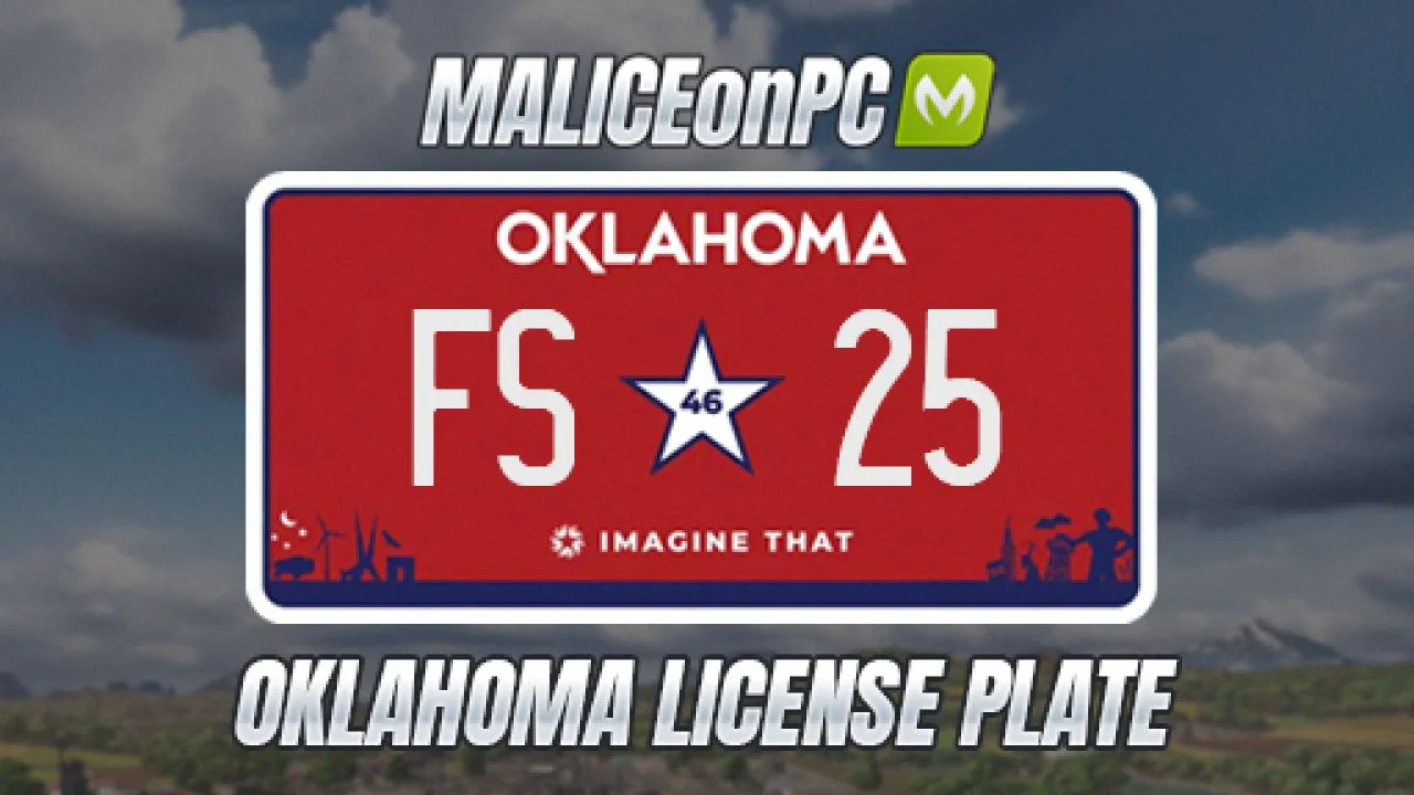 FS25 Oklahoma License Plate V1.0.0.1 Other Mod FS25 Mod Free Download
