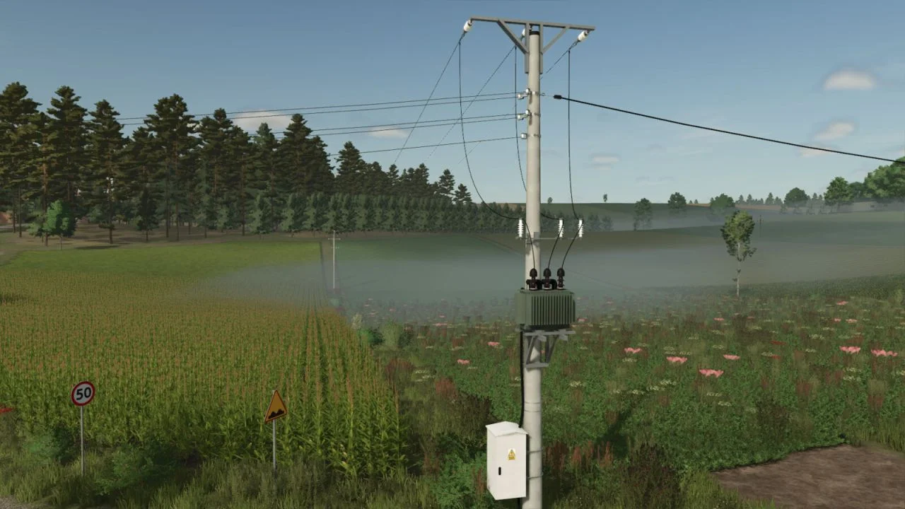 FS25 Polish Power Poles Pack Prefab V1.0 Other Mod FS25 Mod Free Download
