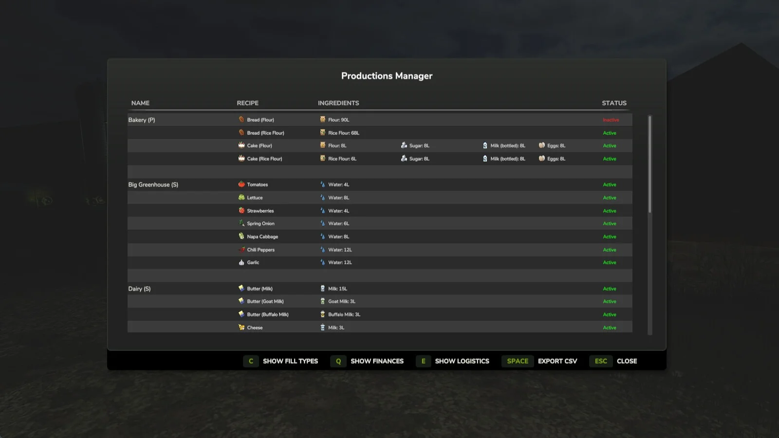 FS25 Productions Manager v1.0.0.1 Other Mod