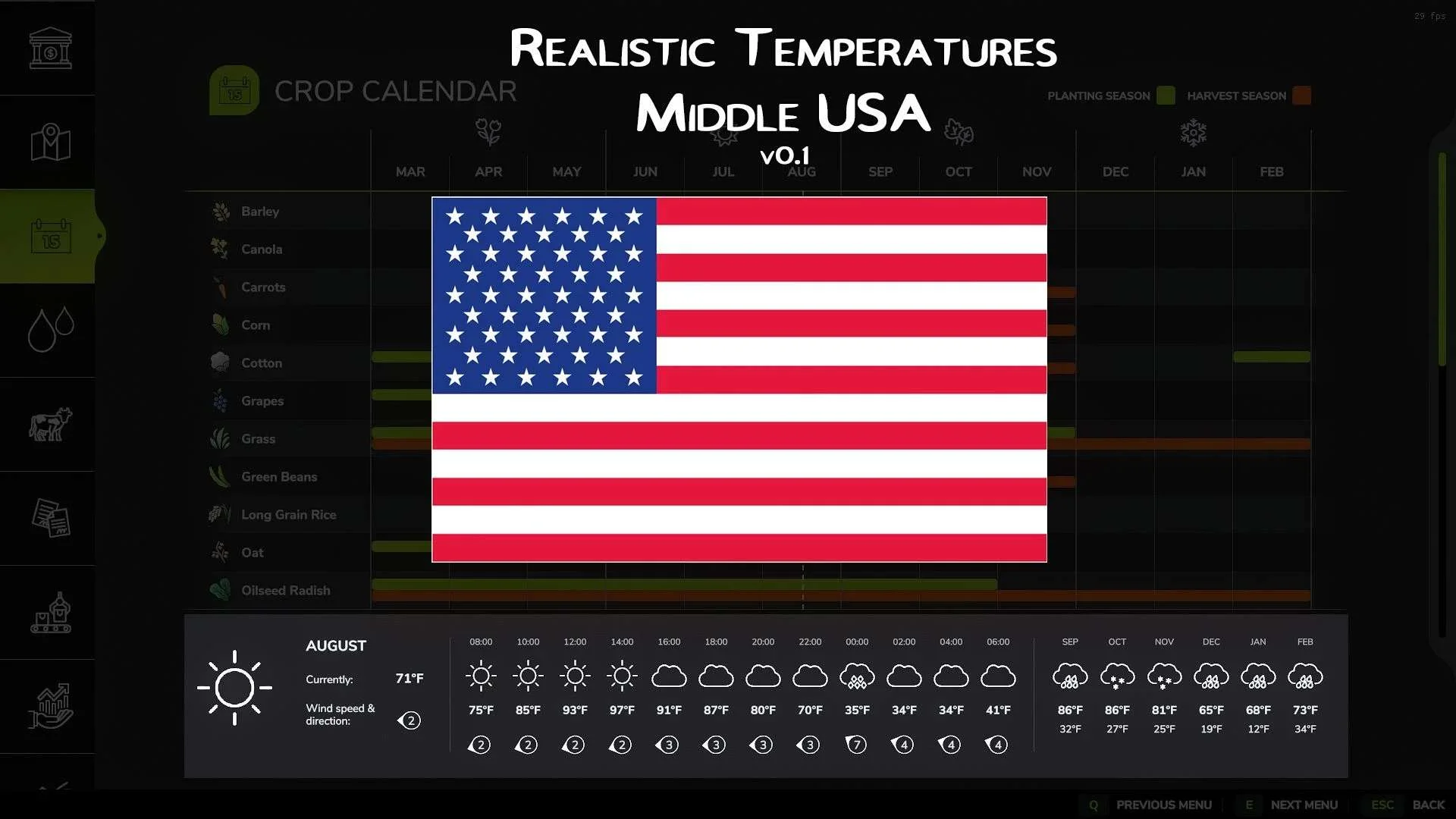 FS25 Realistic Temperatures Middle USA v1.0 Other Mod FS25 Mod Free Download
