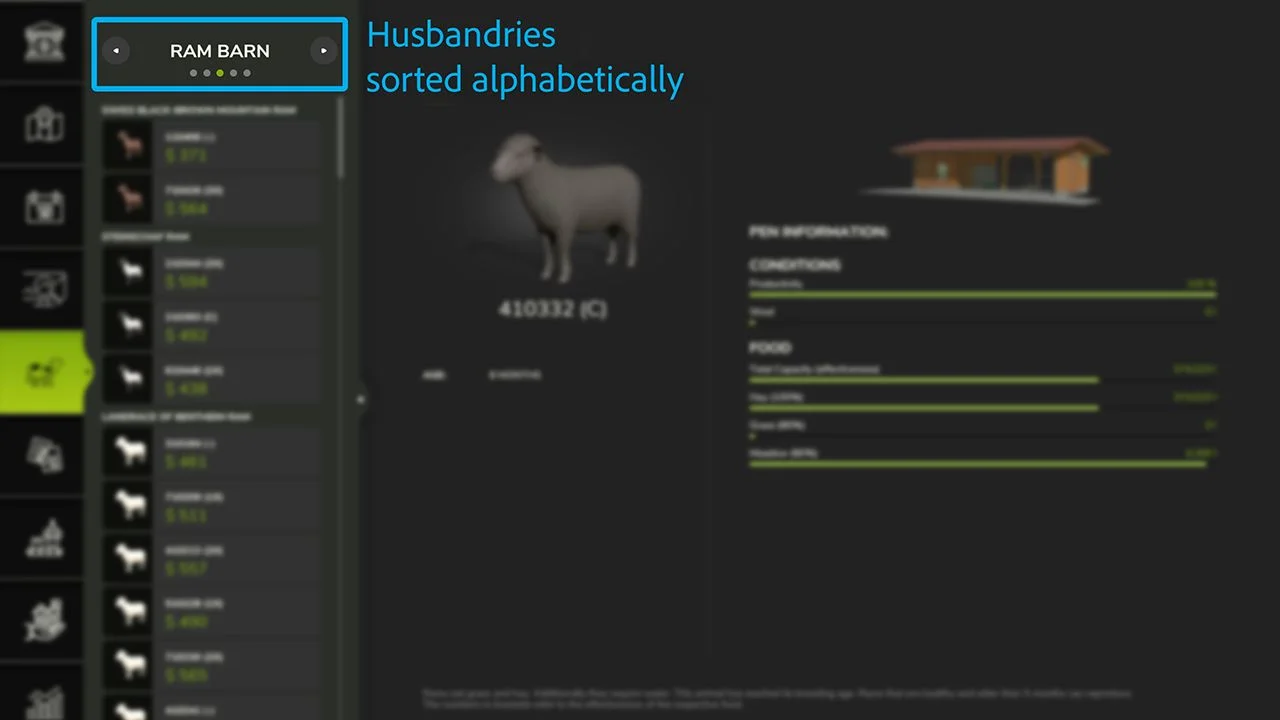 FS25 Sort animal husbandries alphabetically V1.0 Other Mod FS25 Mod Free Download