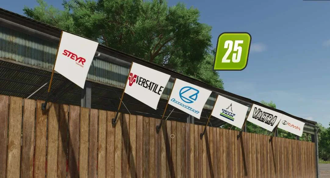 FS25 Tractor Brands Wall Flag Pack v2.0 Other Mod FS25 Mod Free Download