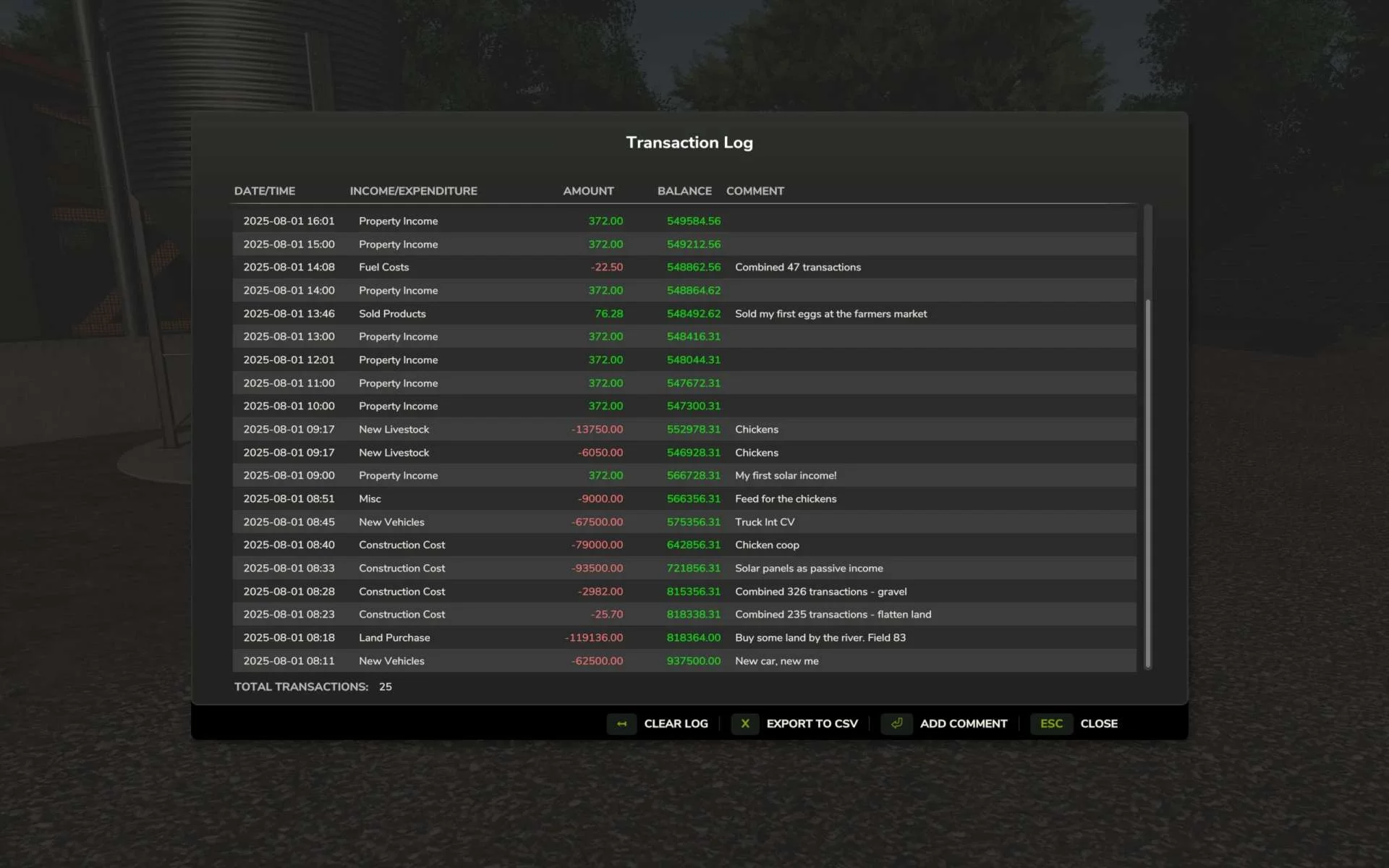 FS25 Transaction Log v1.0.0.2 Other Mod FS25 Mod Free Download