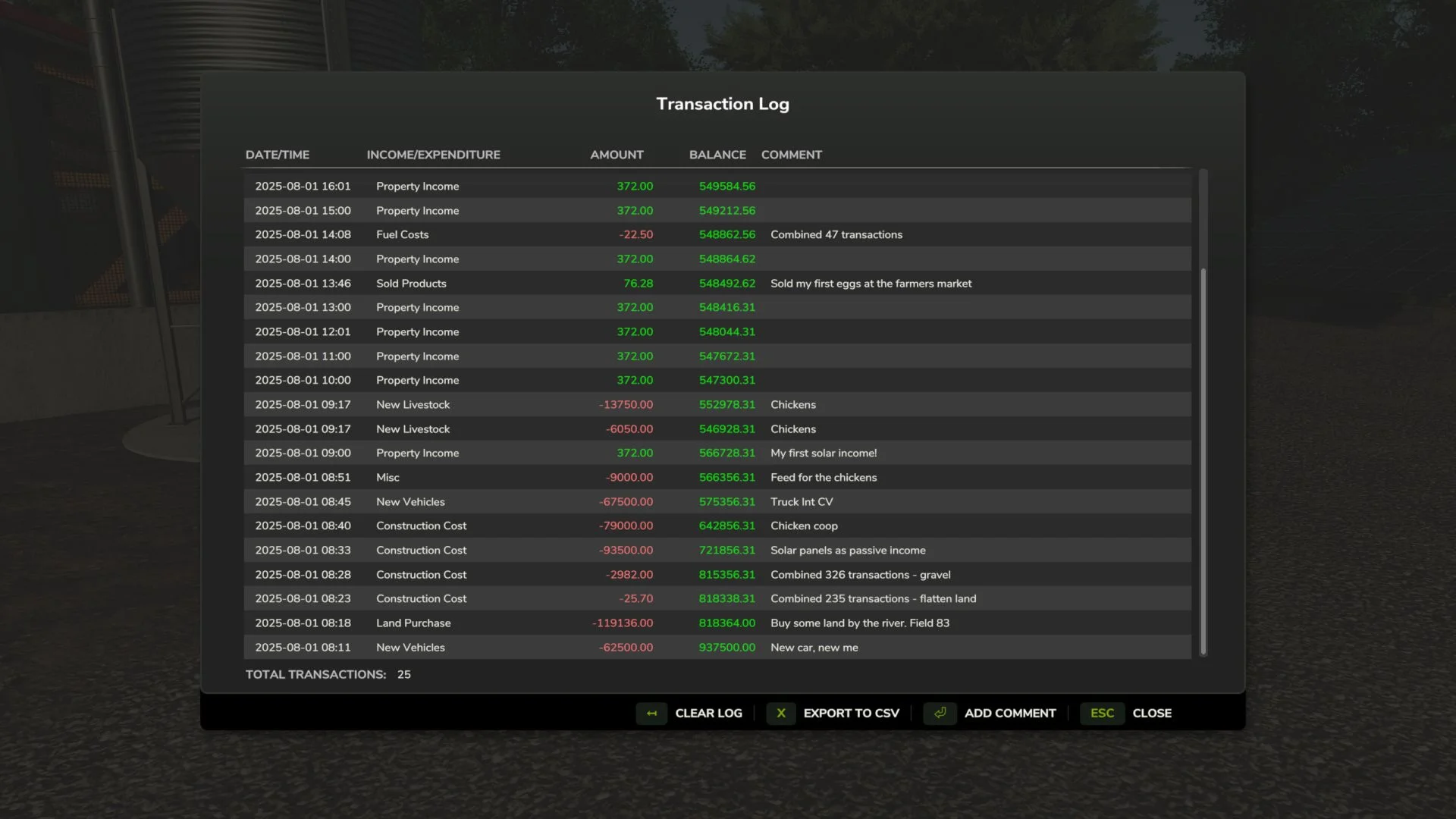 FS25 Transaction Log V1.1 Other Mod FS25 Mod Free Download