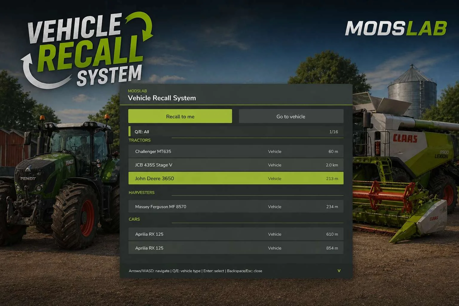 FS25 Vehicle Recall System V1.0.0.4 Other Mod