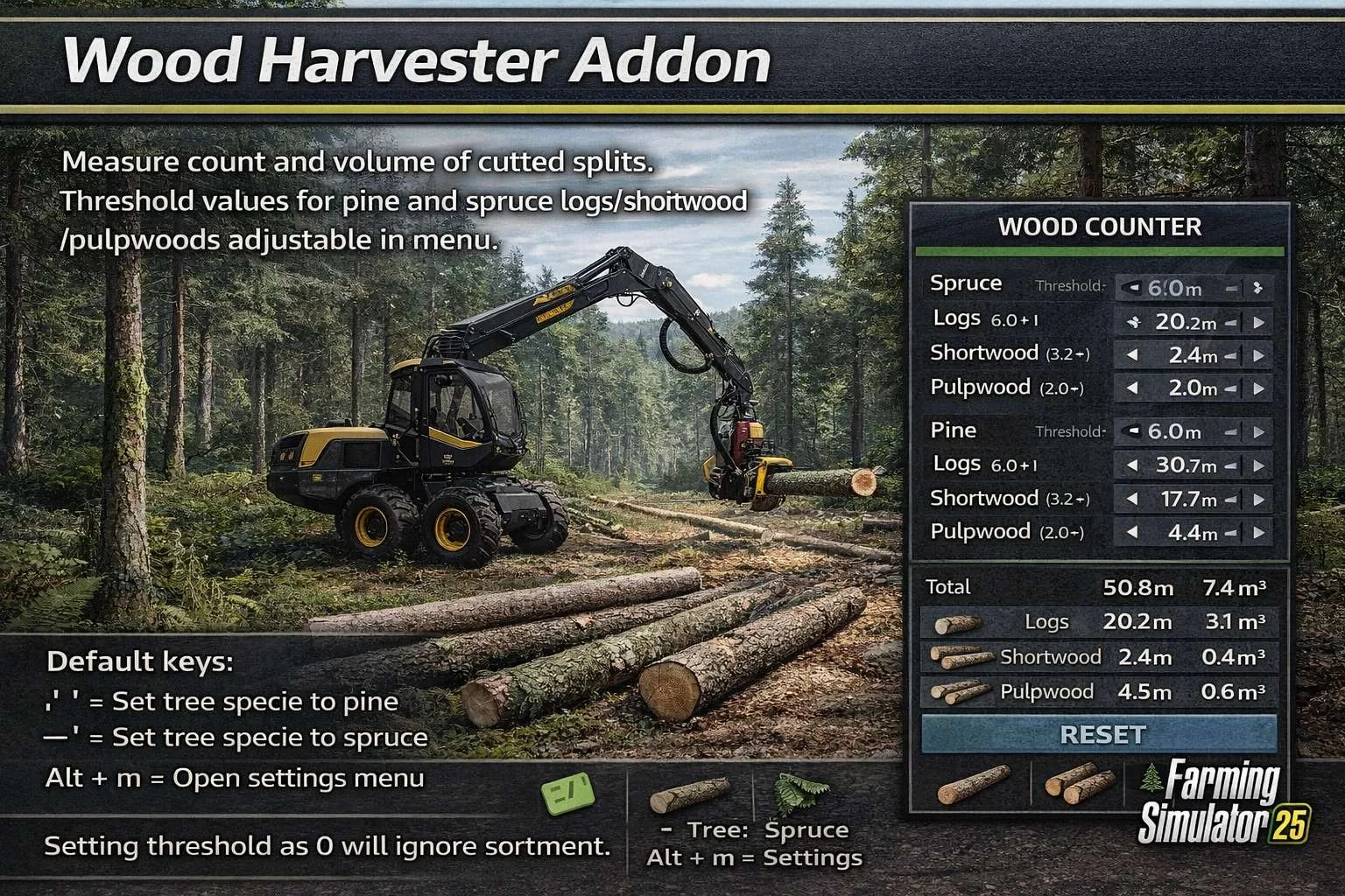 FS25 Wood Harvester Measurement v1.0.1 Other Mod