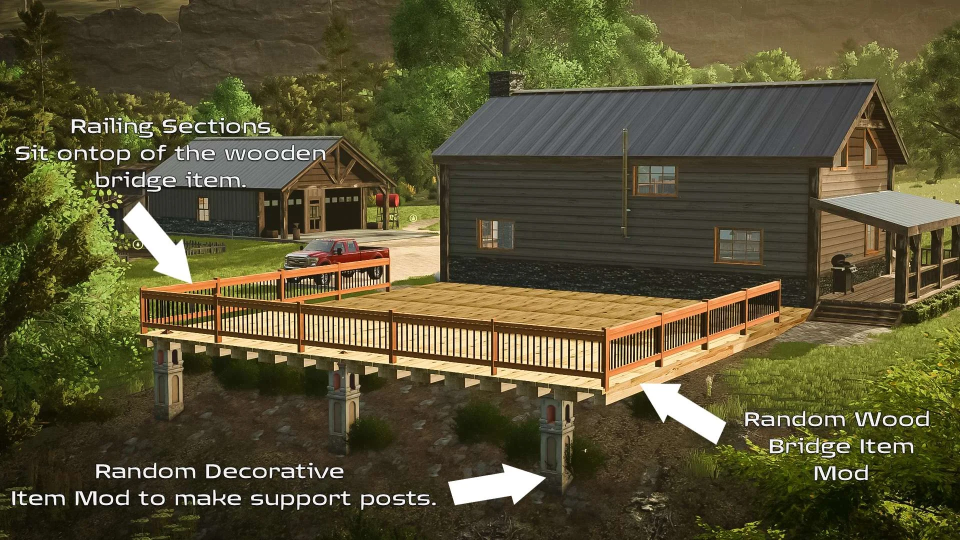 FS25 Wooden Deck Railing Section v1.0 Other Mod FS25 Mod Free Download