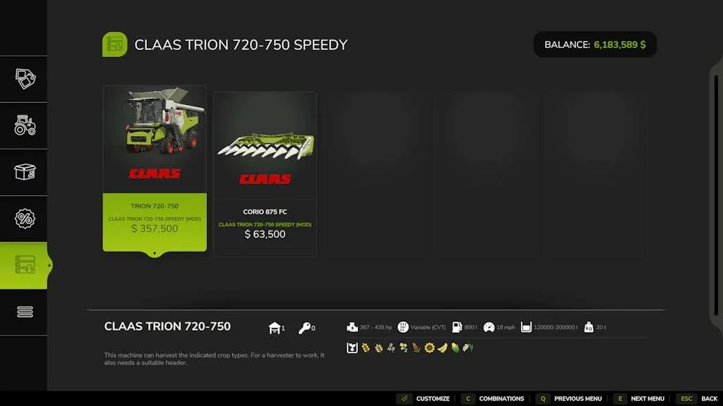 FS25 Class Trion 720-750 v1.3 Packs Mod FS25 Mod Free Download