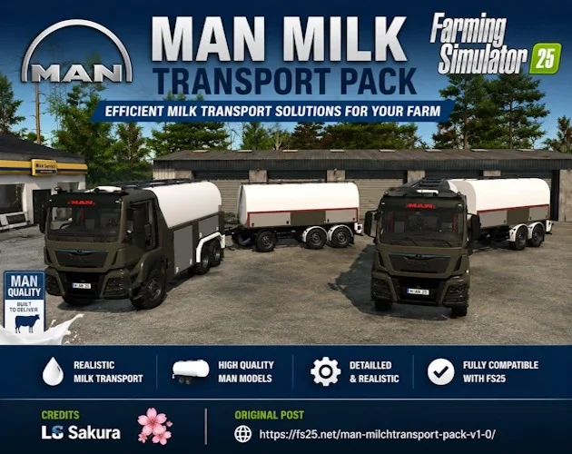 FS25 MAN Milk Transport Pack v1.0.0.1 Packs Mod FS25 Mod Free Download