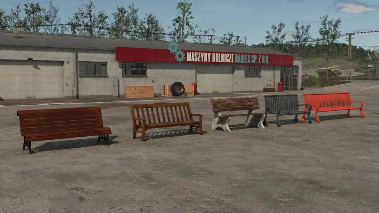 FS25 Placeable Benches Pack v1.0 Packs Mod FS25 Mod Free Download