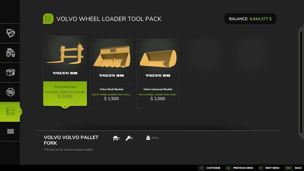 FS25 Volvo Wheel Loader Tool Pack v1.2 Packs Mod FS25 Mod Free Download