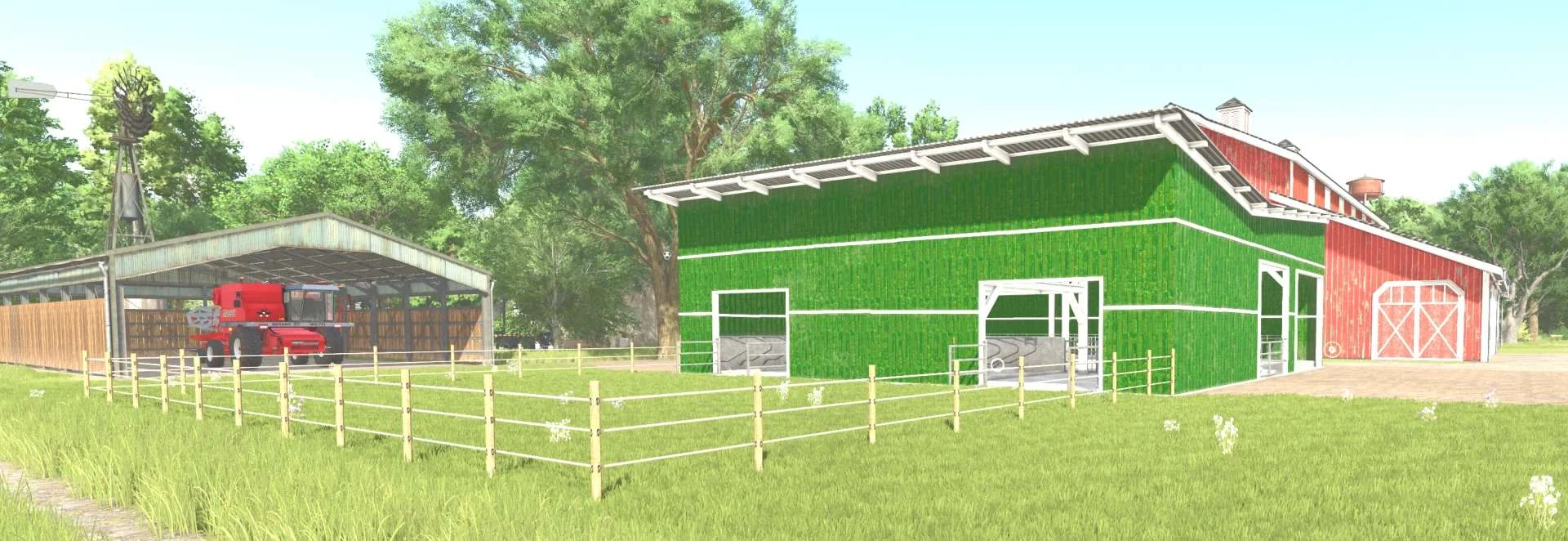 FS25 Cowbarn Green V1.0 Placeable Objects Mod FS25 Mod Free Download