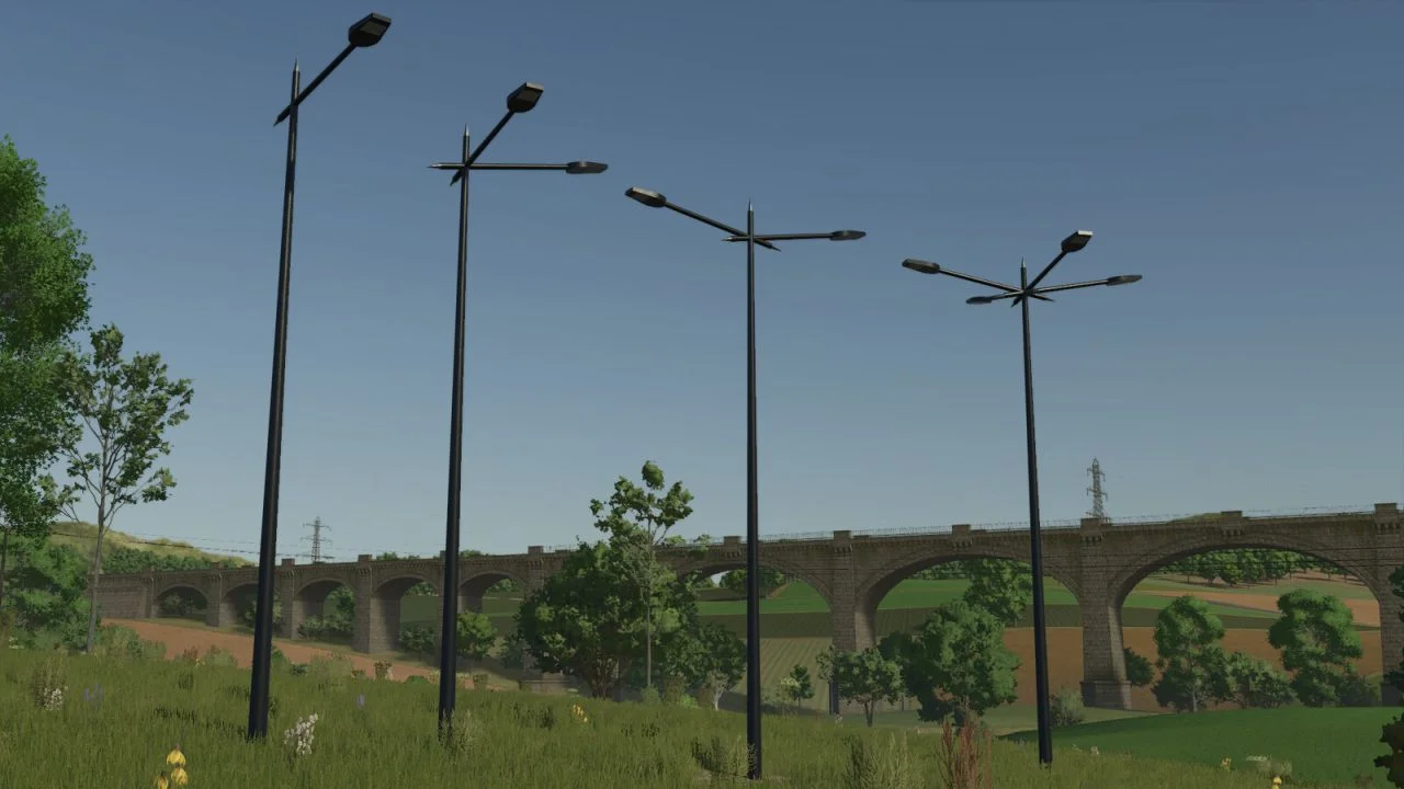 FS25 Moderns Street Lamps Prefab V1.1 FS25 Mod Free Download